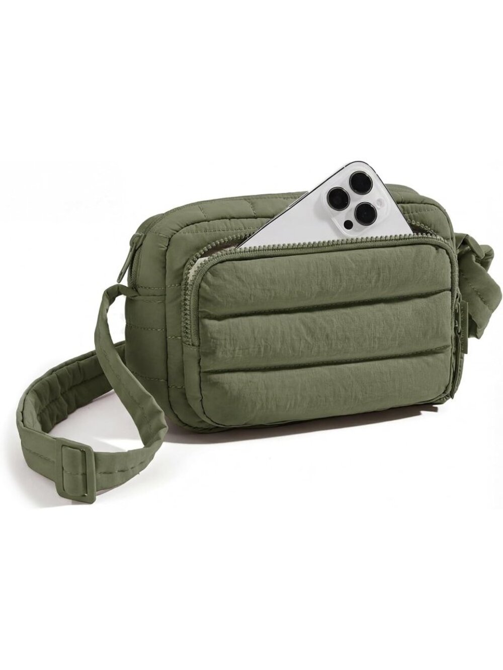 👜Women's Green Puffer Crossbody Bag RFID Travel Purse Small Handbag Wallet
